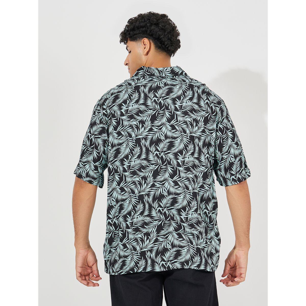 Styli All Over Leaf Print Resort Collar Relaxed Fit Shirt-men-clothing-shirts-image-6
