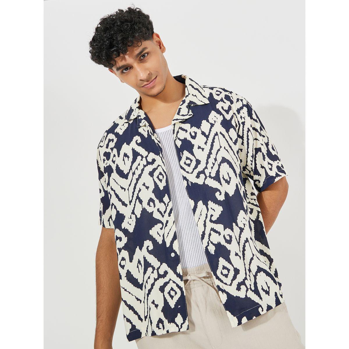 Styli Abstract Print Resort Collar Relaxed Fit Shirt-men-clothing-shirts-image-1