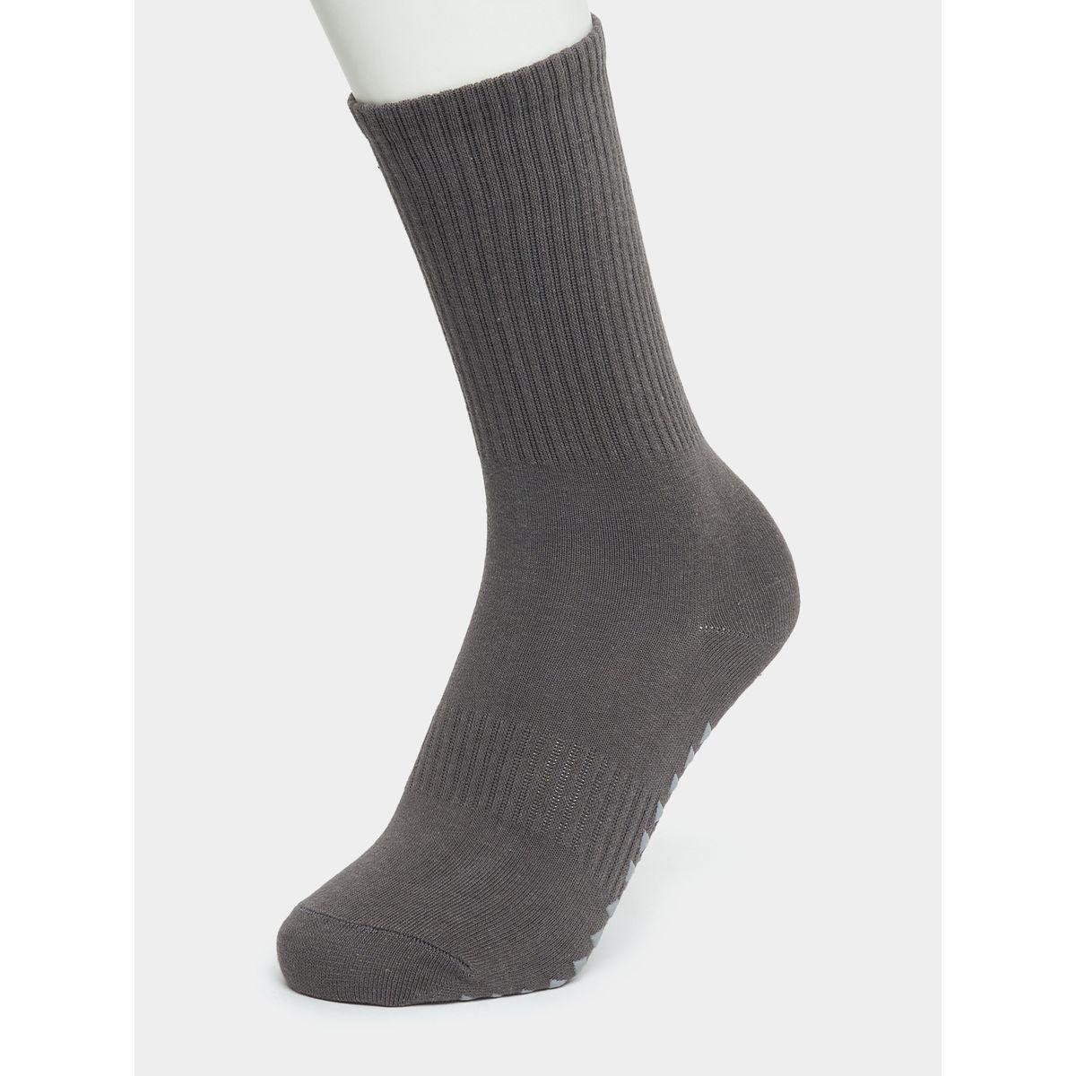 Styli Active Solid Silicon Pad Base Crew Yoga Socks-women-socksandstockings-image-1