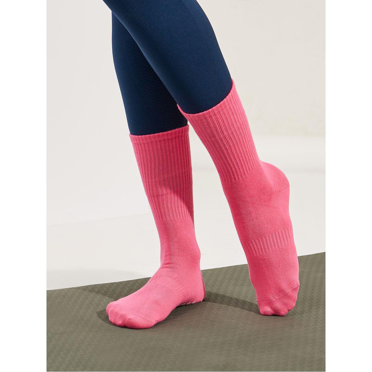 Styli Active Solid Silicon Pad Base Crew Yoga Socks-women-socksandstockings-image-1