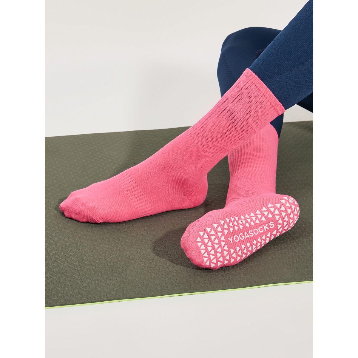 Styli Active Solid Silicon Pad Base Crew Yoga Socks-women-socksandstockings-image-2