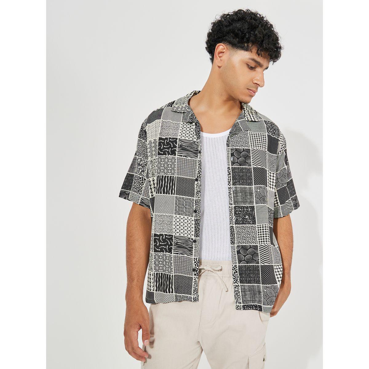 Styli Checkered Print Resort Collar Relaxed Fit Shirt-men-clothing-shirts-image-1