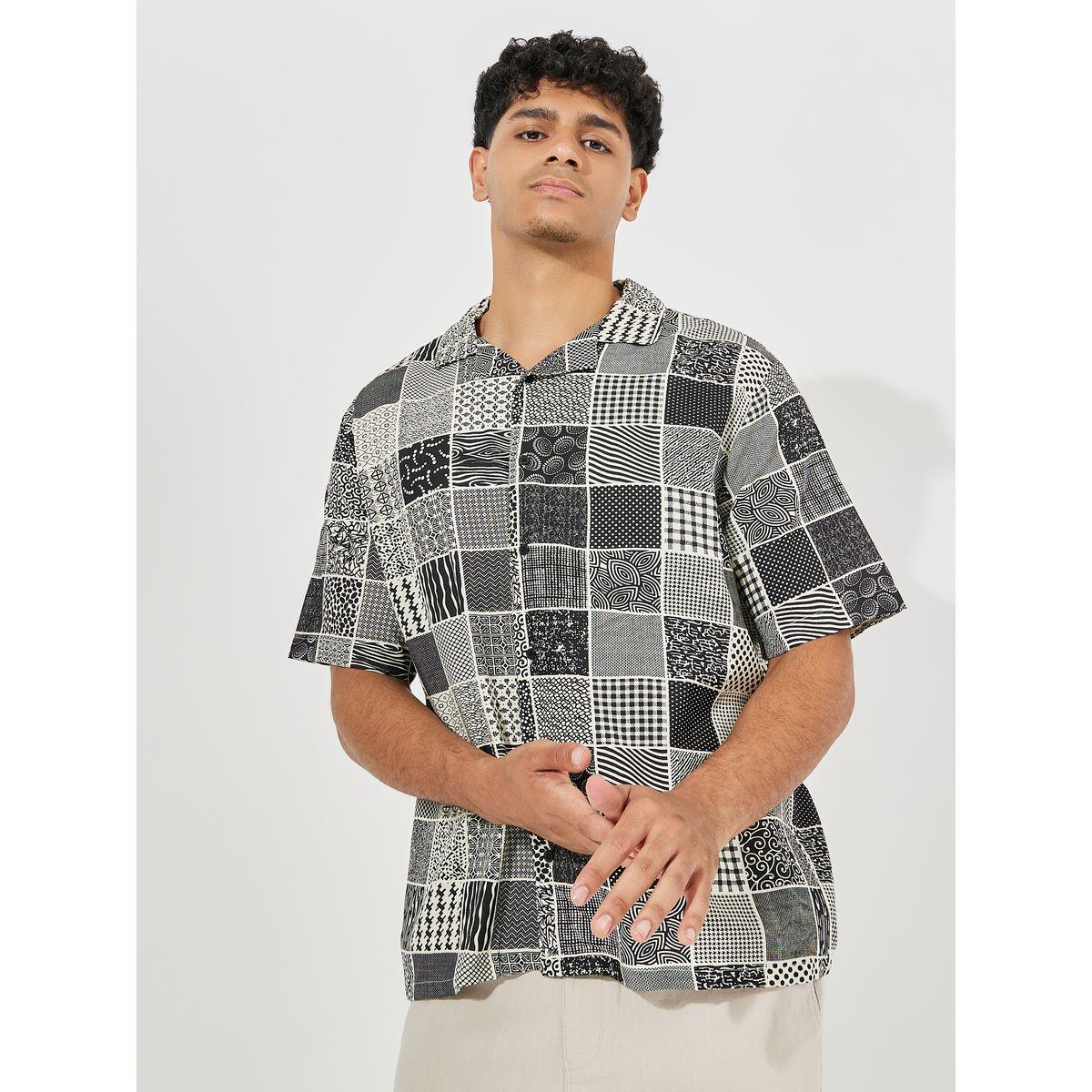 Styli Checkered Print Resort Collar Relaxed Fit Shirt-men-clothing-shirts-image-3