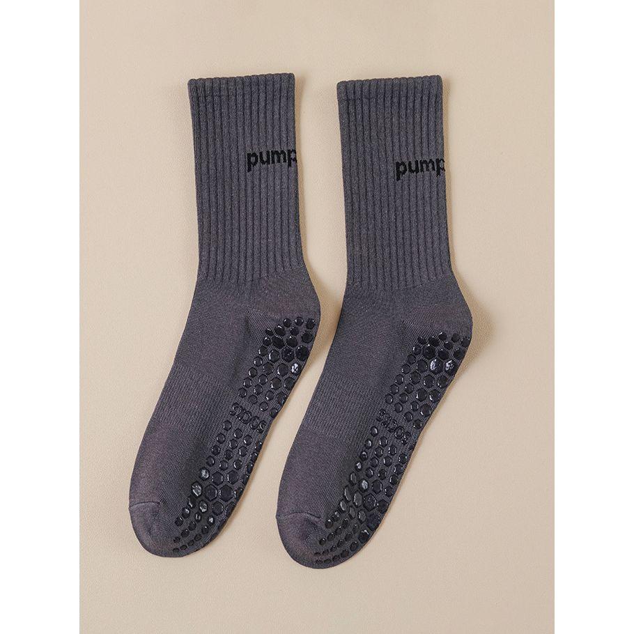 Styli Active Text Silicon Pad Base Crew Yoga Socks-women-socksandstockings-image-1
