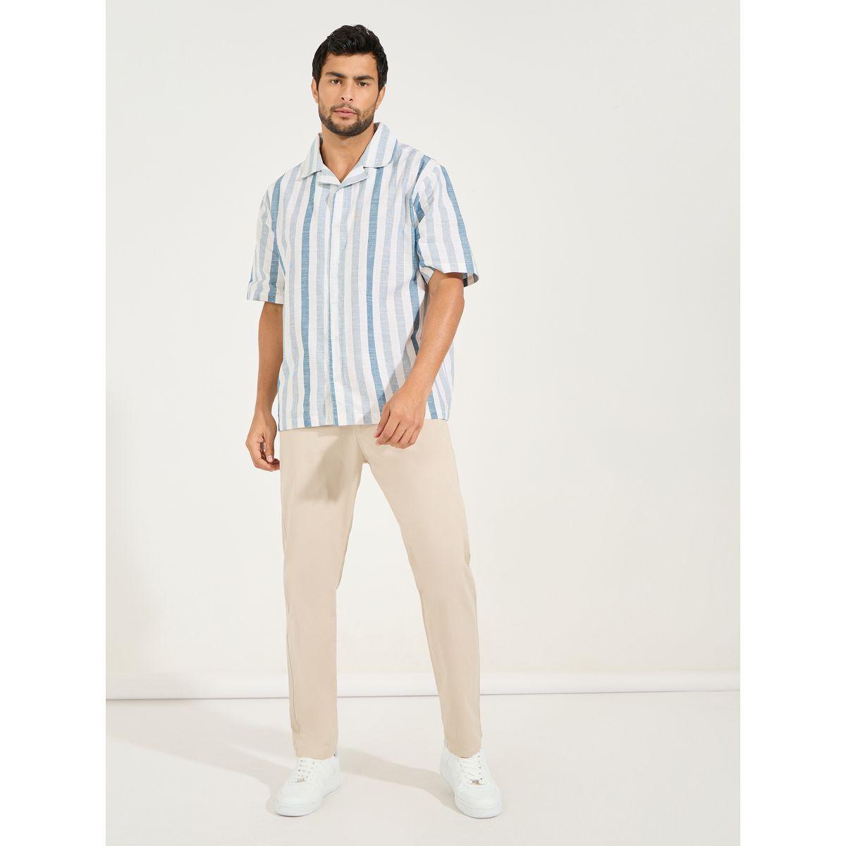 Styli Yarn Dyed Stripe Resort Collar Relaxed Fit Shirt-men-clothing-shirts-image-2