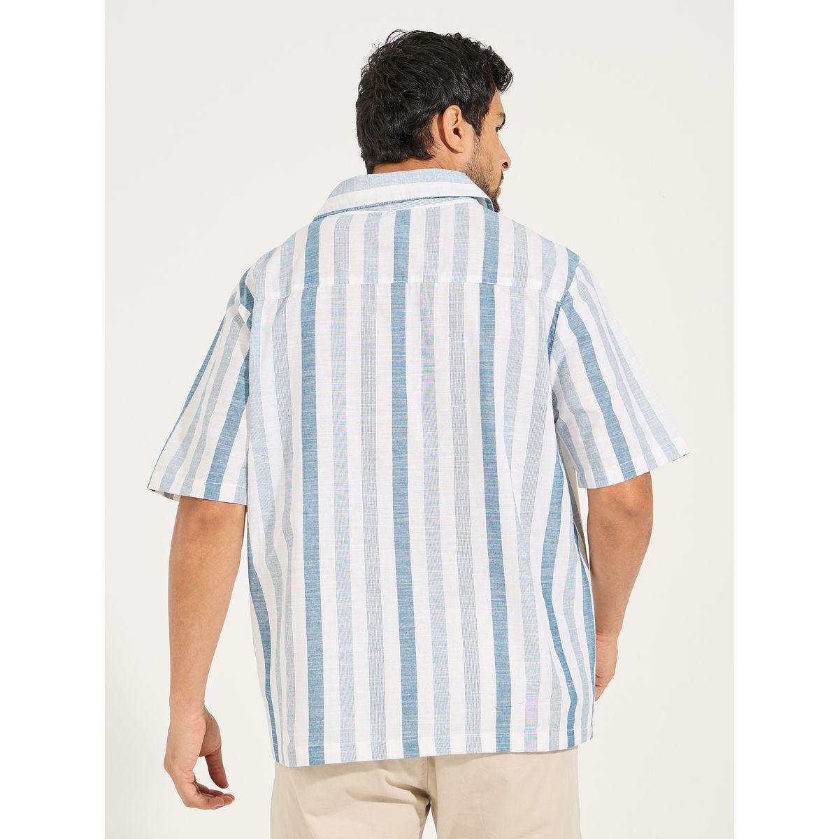 Styli Yarn Dyed Stripe Resort Collar Relaxed Fit Shirt-men-clothing-shirts-image-4