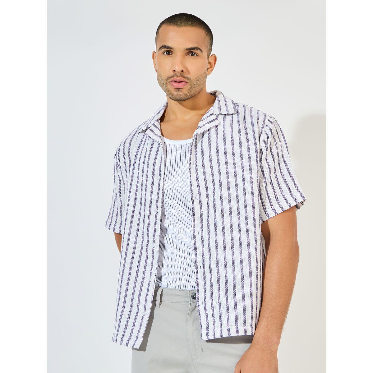 Styli Yarn Dyed Stripe Resort Collar Relaxed Fit Shirt-men-clothing-shirts-image-3
