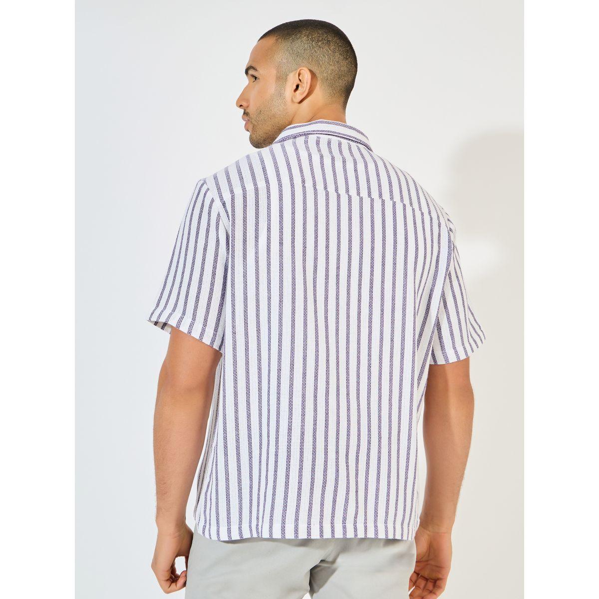 Styli Yarn Dyed Stripe Resort Collar Relaxed Fit Shirt-men-clothing-shirts-image-6