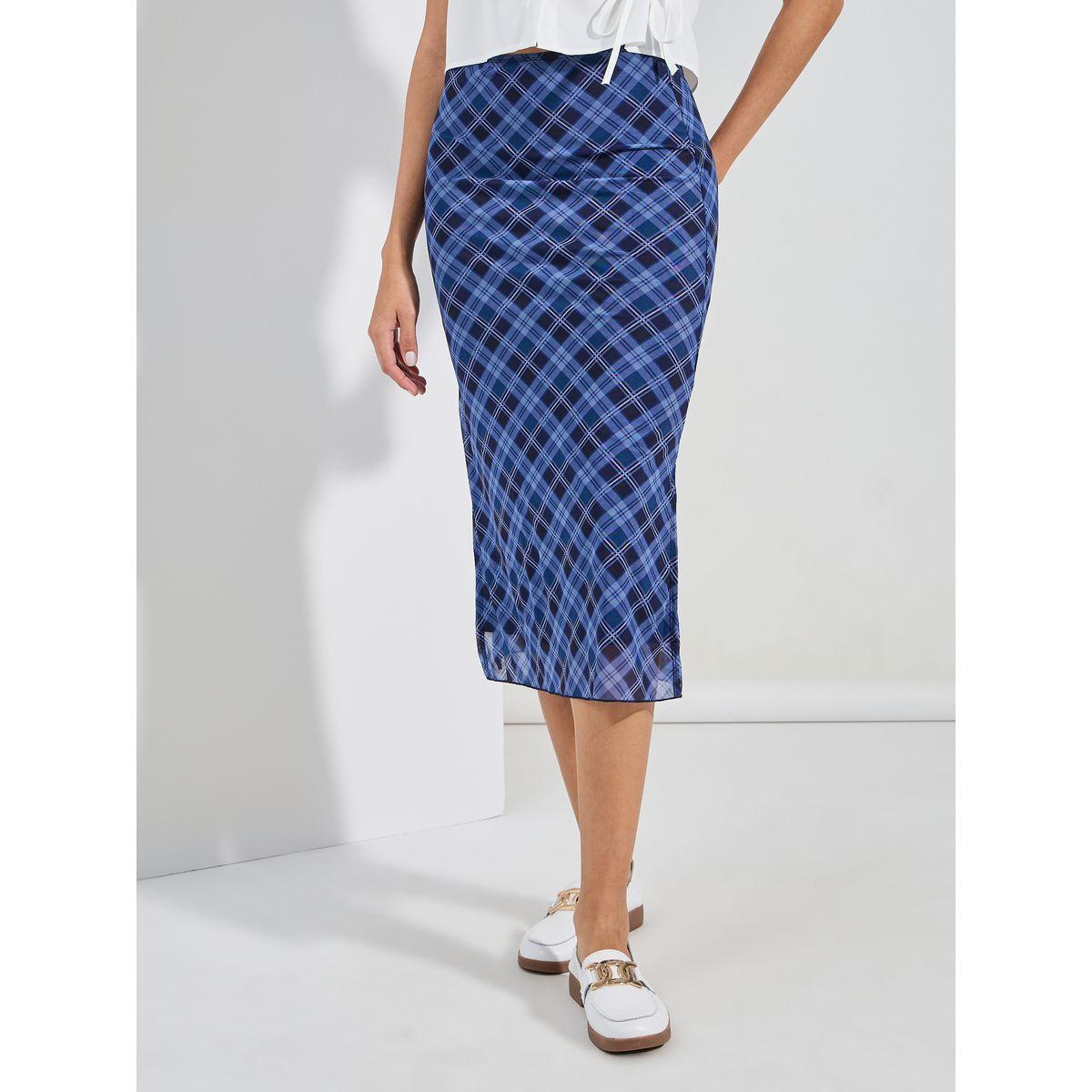 Styli Plaid Check Midi Skirt with Side Slit-women-clothing-bottoms-skirts-image-1