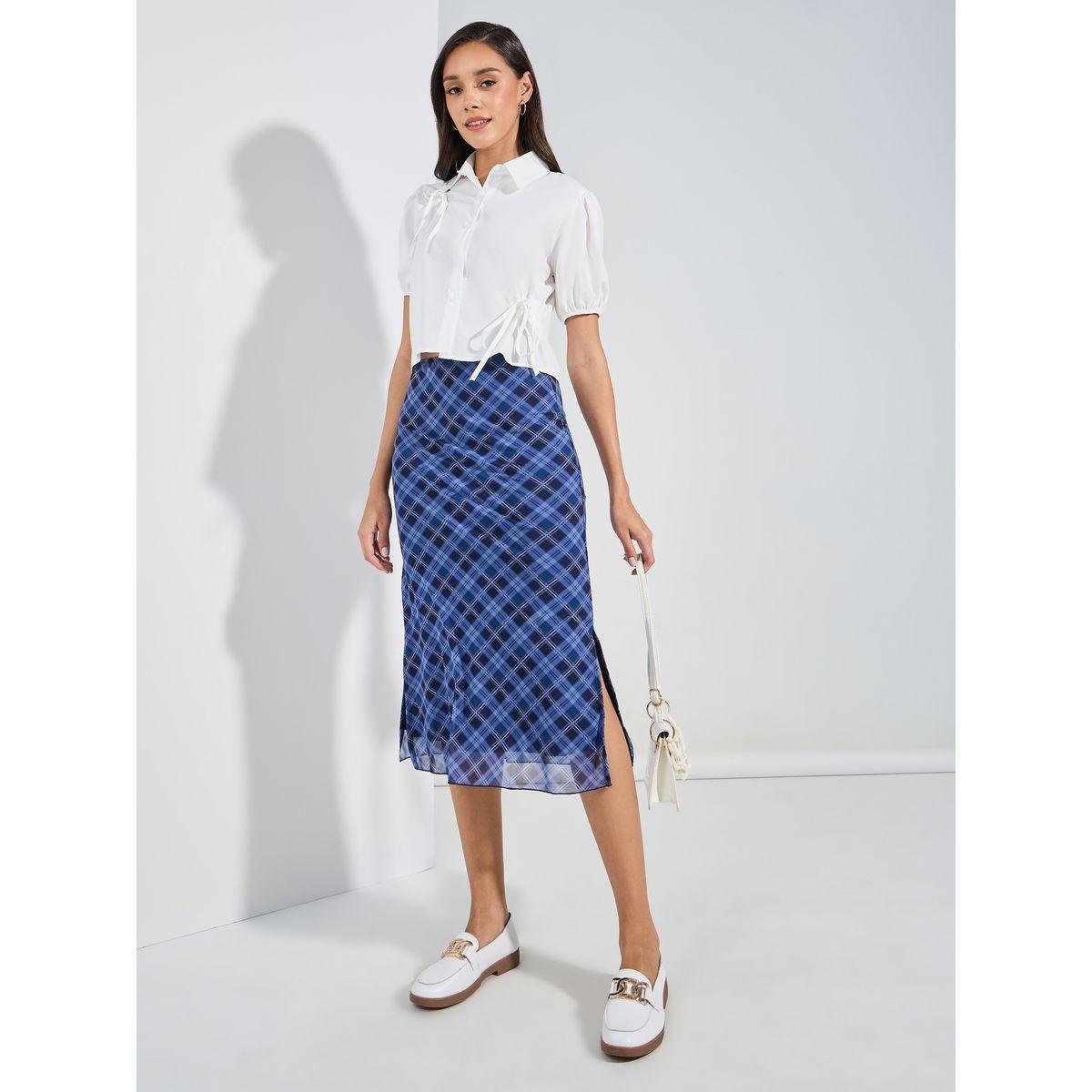تنورة ميدي مطبعة بنمط مربعات-women-clothing-bottoms-skirts-image-2