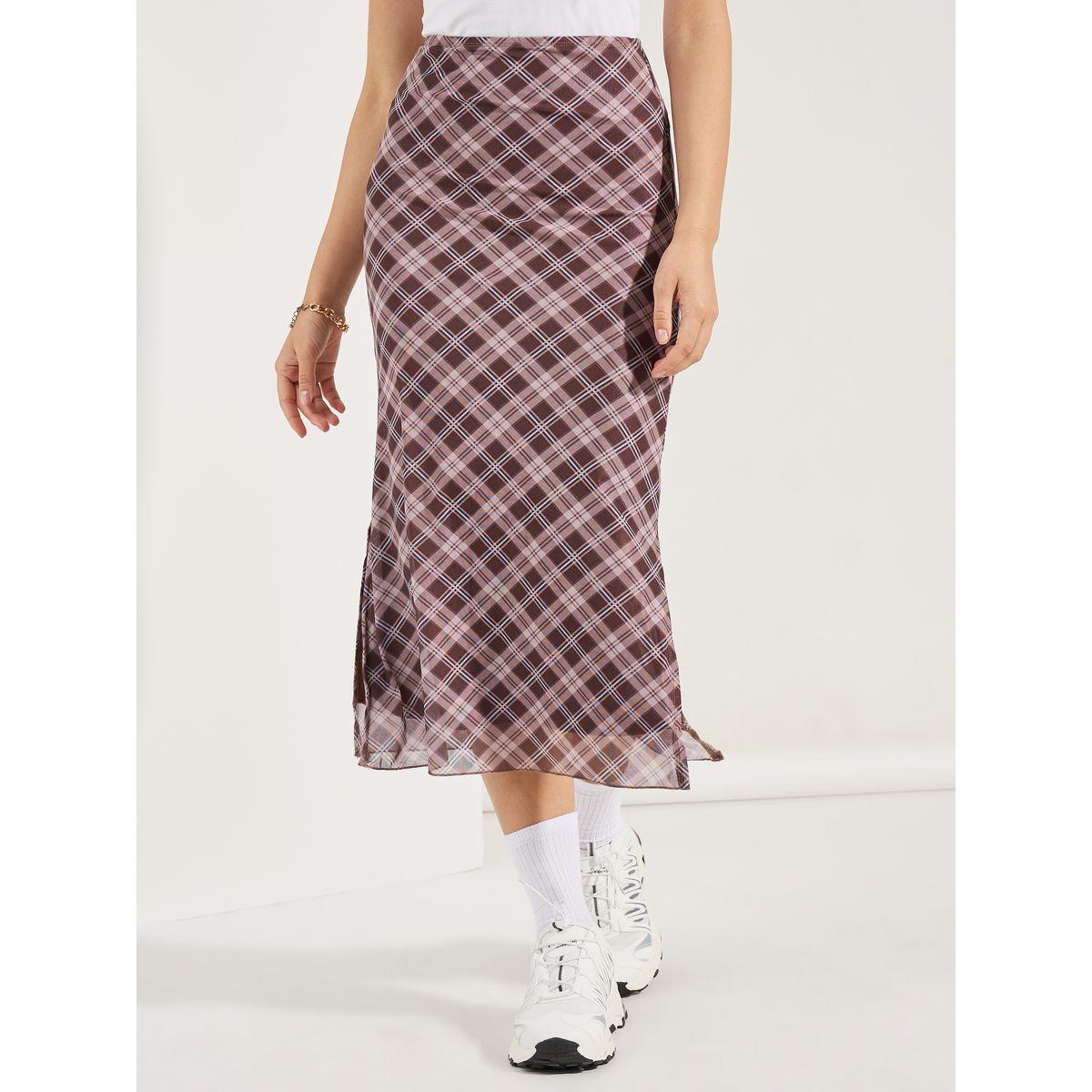 Styli Plaid Check Midi Skirt with Side Slit-women-clothing-bottoms-skirts-image-2