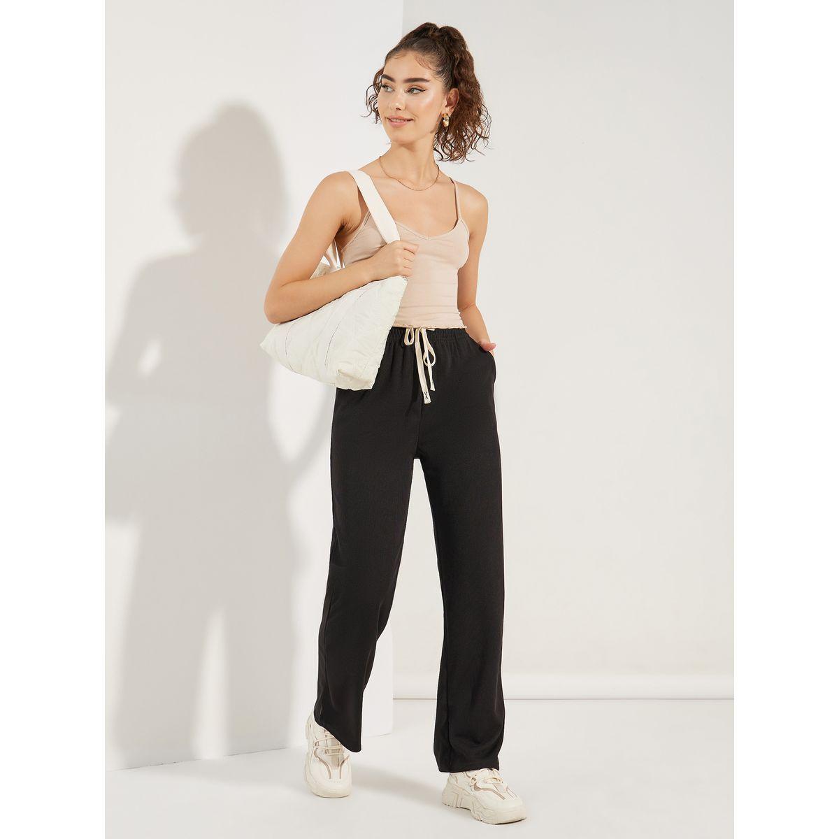 بنطال مضلع بارجل مستقيمة واربطة-women-clothing-bottoms-trousers-image-1