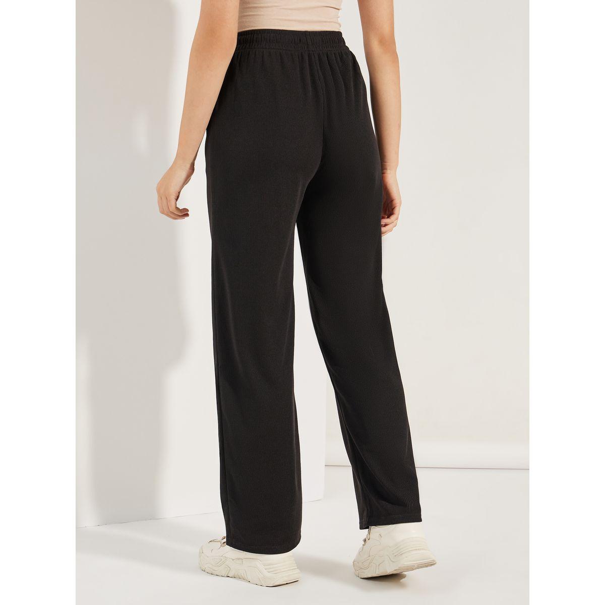 Styli Ribbed Straight Leg Pants with Drawstring-women-clothing-bottoms-trousers-image-4