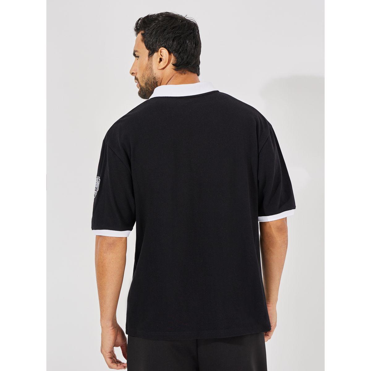 تيشيرت فضفاض بياقة بولو مع شارة-men-clothing-tshirtsandpolos-polos-image-5