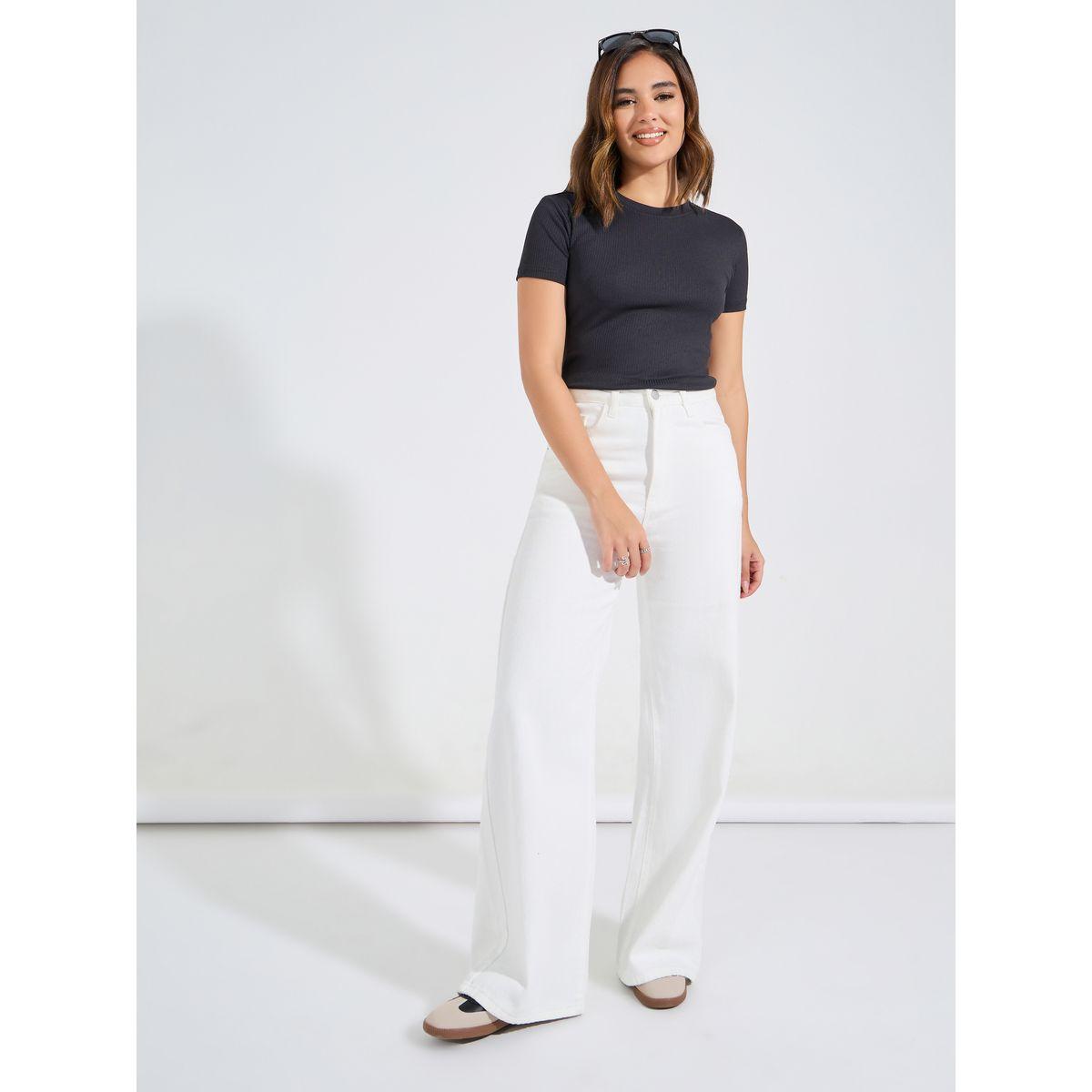 Styli Ribbed Fitted Round Neck Plain T-Shirt-women-clothing-tshirts-image-2