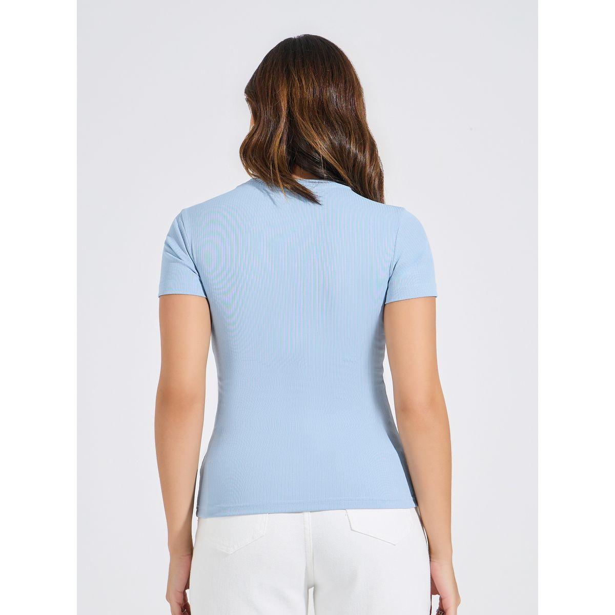 Styli Ribbed Fitted Round Neck Plain T-Shirt-women-clothing-tshirts-image-5