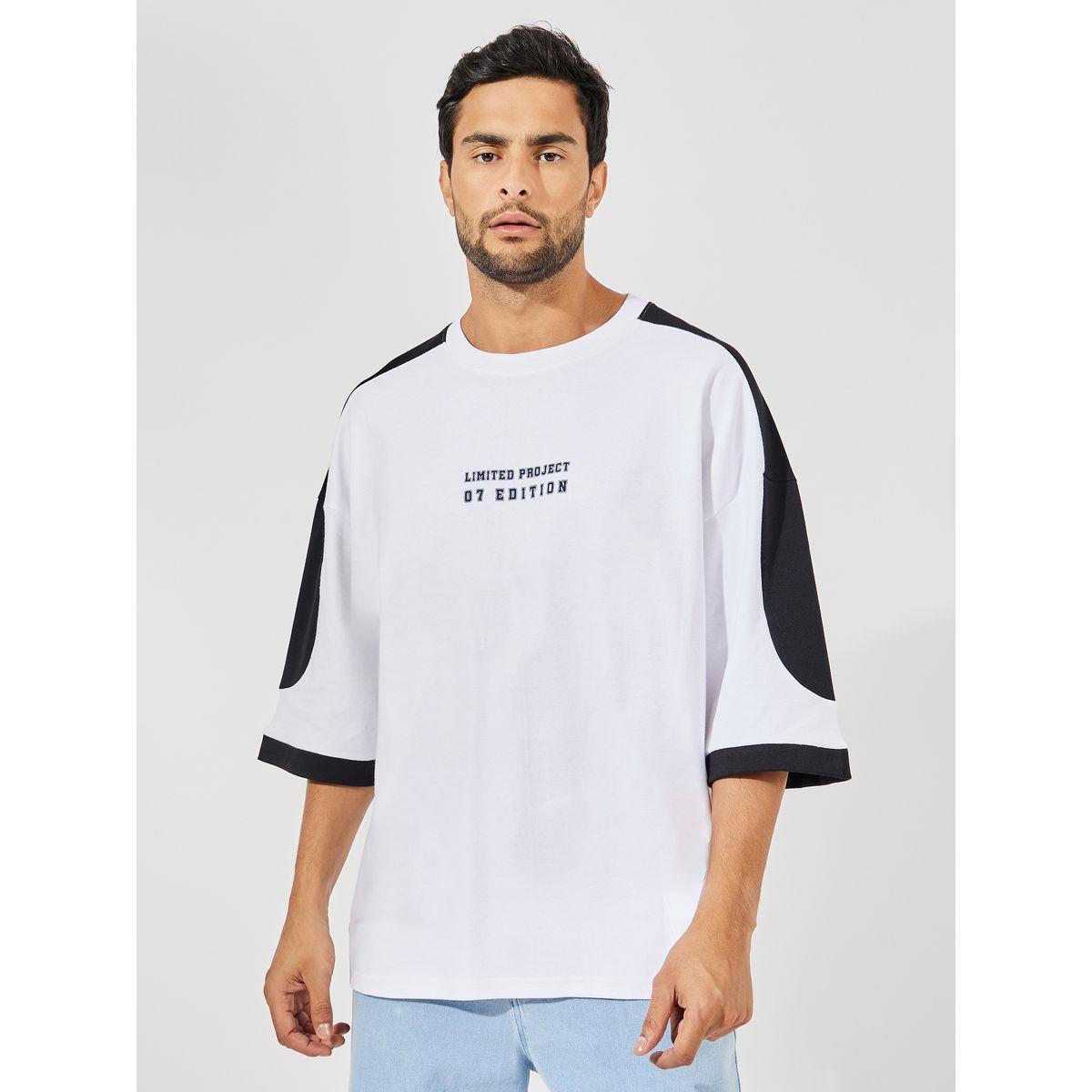 Styli Premium Color Block Interlock Boxy T-Shirt with Back Number Print-men-clothing-tshirtsandpolos-tshirts-image-1
