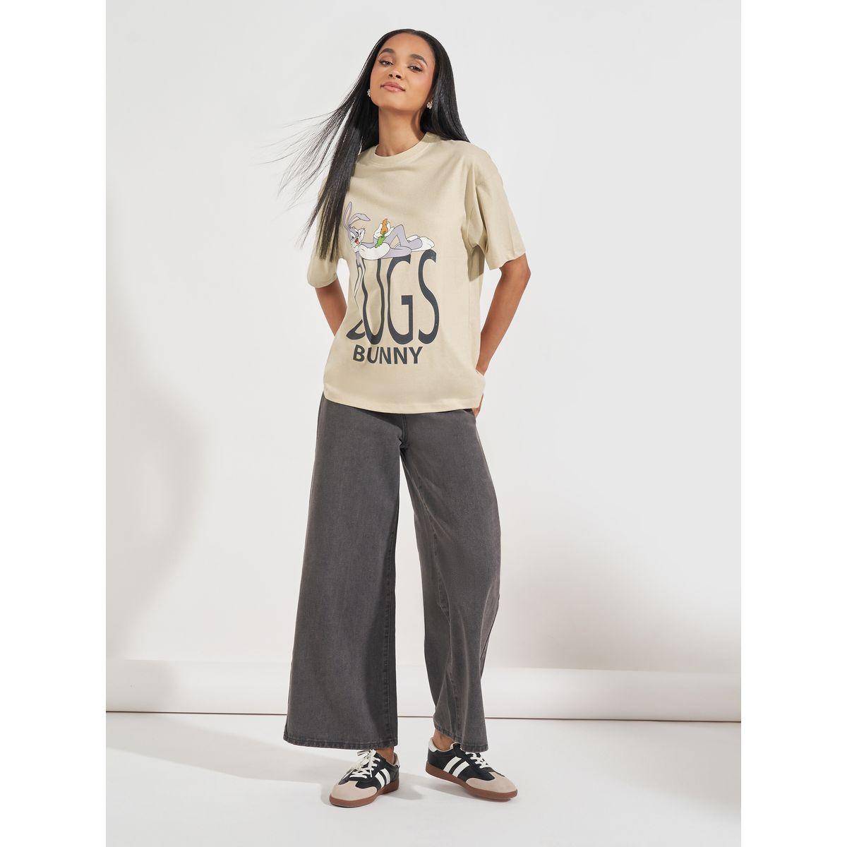 تيشيرت فضفاض مطبع بطبعة جرافيك-women-clothing-tshirts-image-2