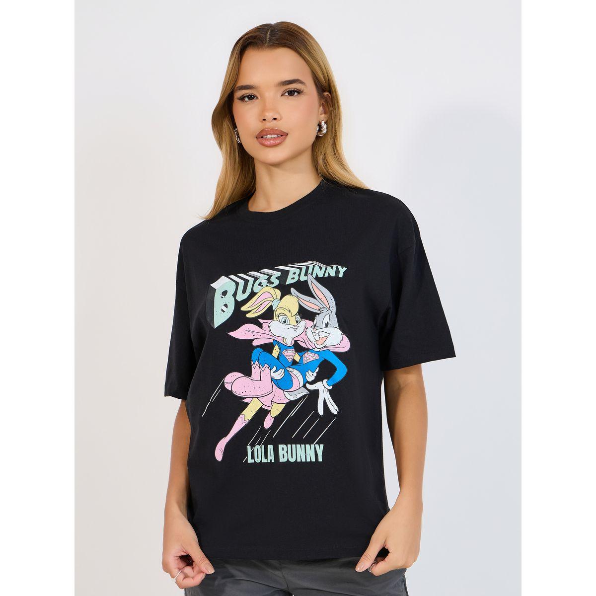 Styli Bugs Bunny Flying Print Oversized T-Shirt-women-clothing-tshirts-image-1