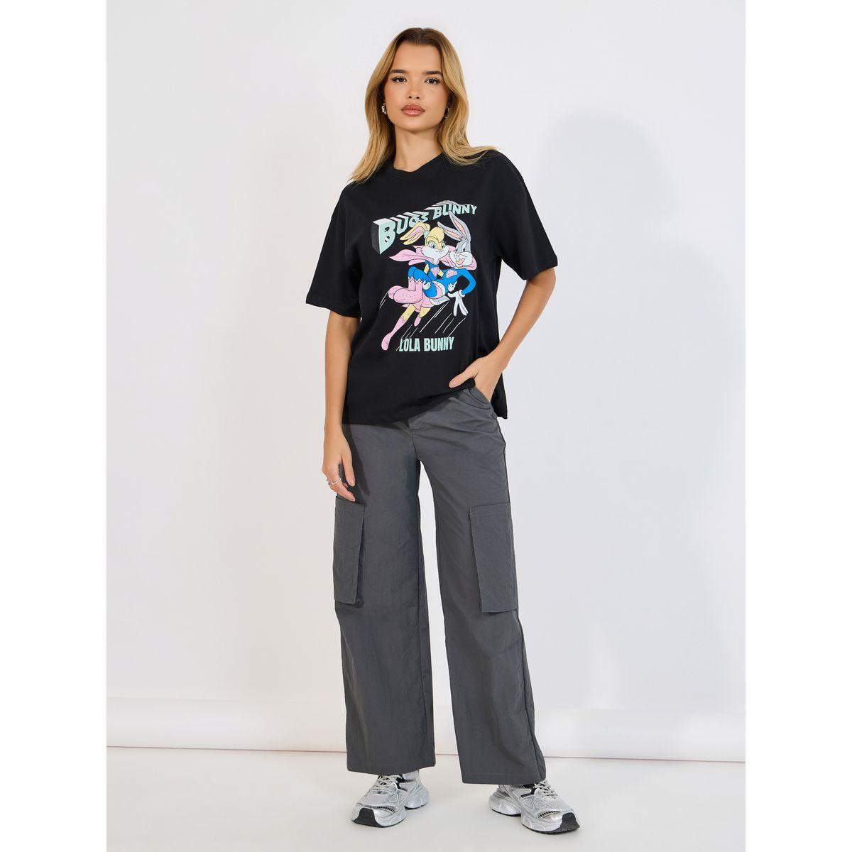 Styli Bugs Bunny Flying Print Oversized T-Shirt-women-clothing-tshirts-image-2