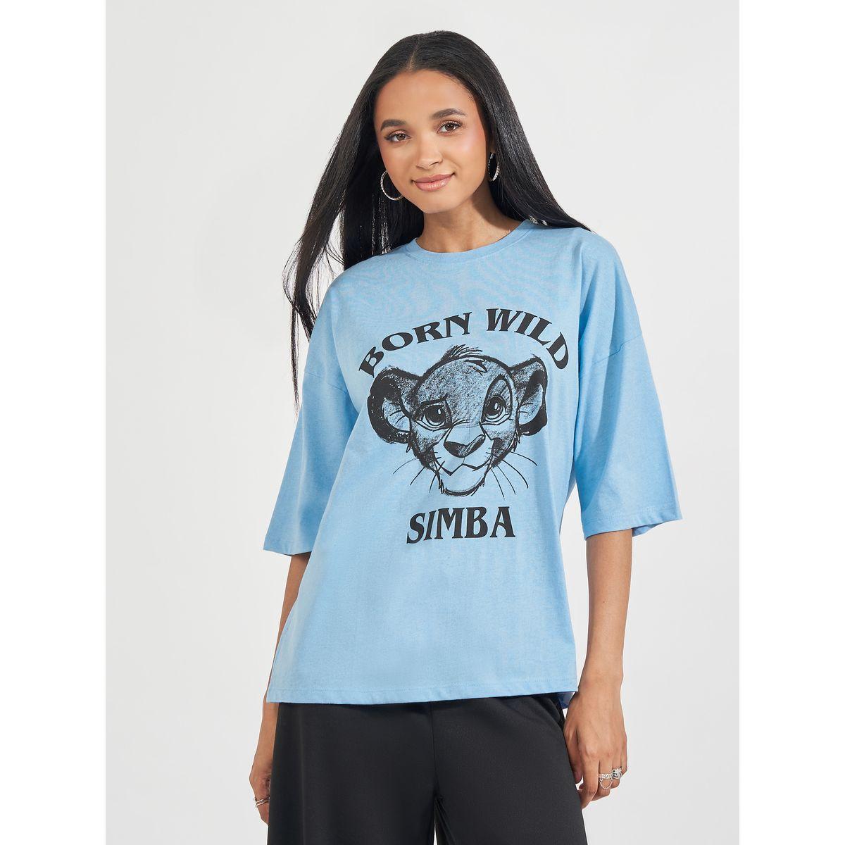 Styli Oversized Born Wild Simba Graphic T-Shirt-women-clothing-tshirts-image-1