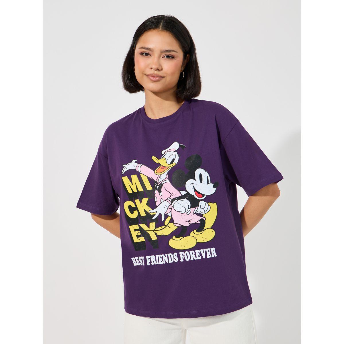 Styli Mickey Mouse & Donald Print Oversized T-Shirt-women-clothing-tshirts-image-1