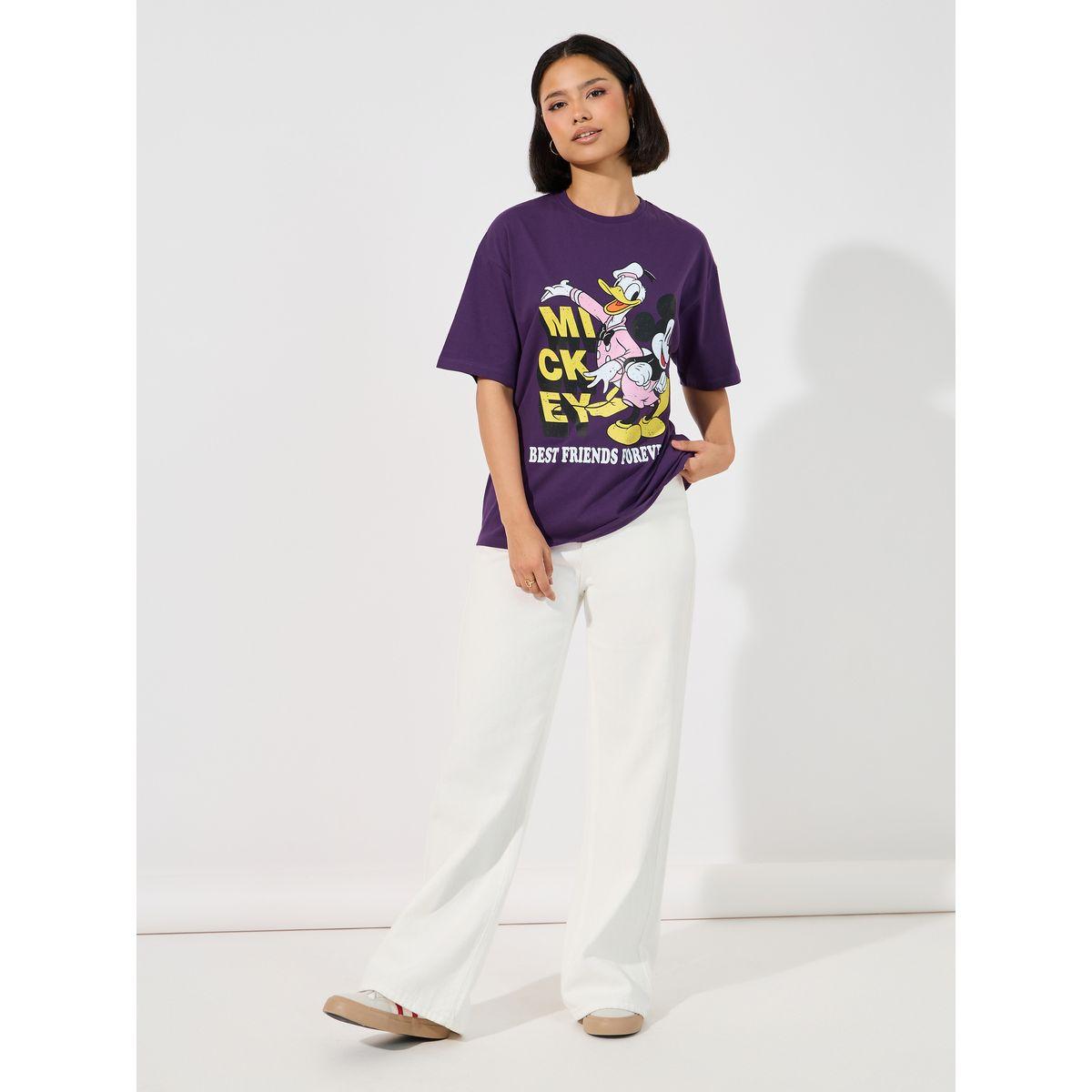 Styli Mickey Mouse & Donald Print Oversized T-Shirt-women-clothing-tshirts-image-2