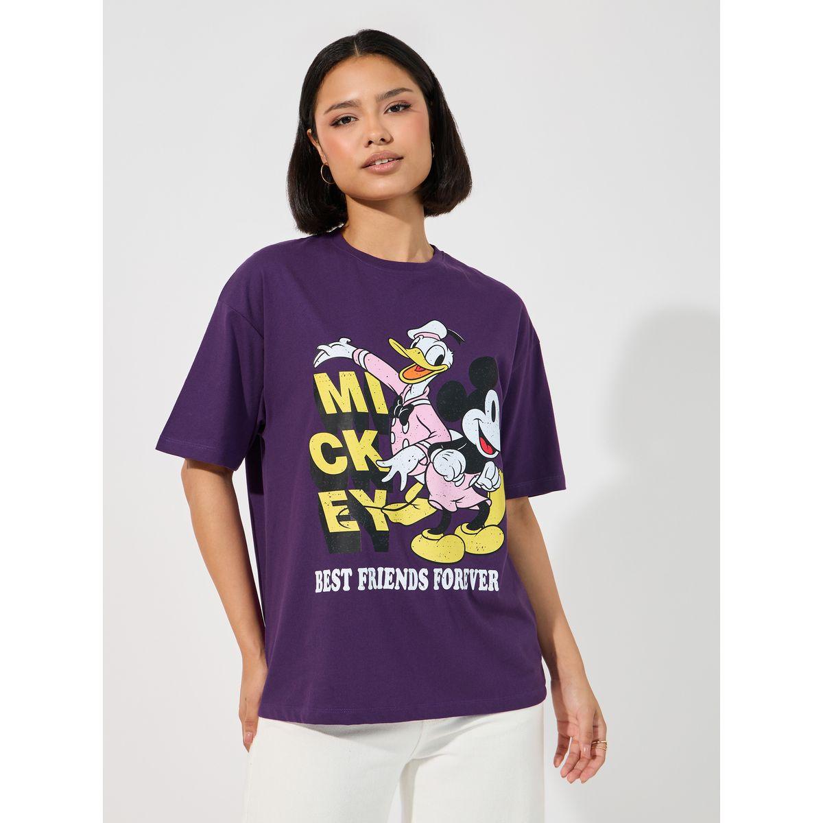 Styli Mickey Mouse & Donald Print Oversized T-Shirt-women-clothing-tshirts-image-5