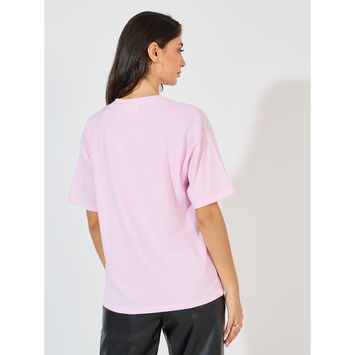 تيشيرت فضفاض بطبعة جرافيك وأكمام قصيرة-women-clothing-tshirts-image-4