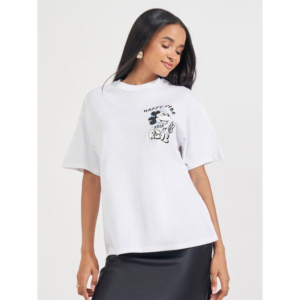 تيشيرت فضفاض مطبع بطبعة ميكي ماوس-women-clothing-tshirts-image-1
