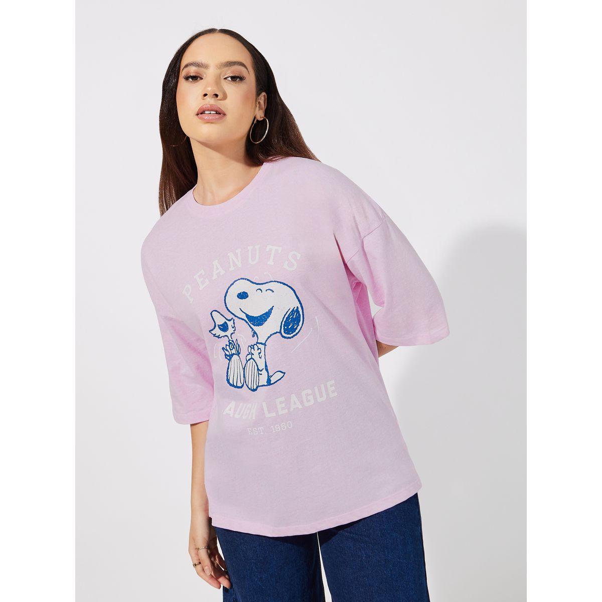 Styli Peanuts Laugh League Oversized T-Shirt with Dropped Shoulder-women-clothing-tshirts-image-1