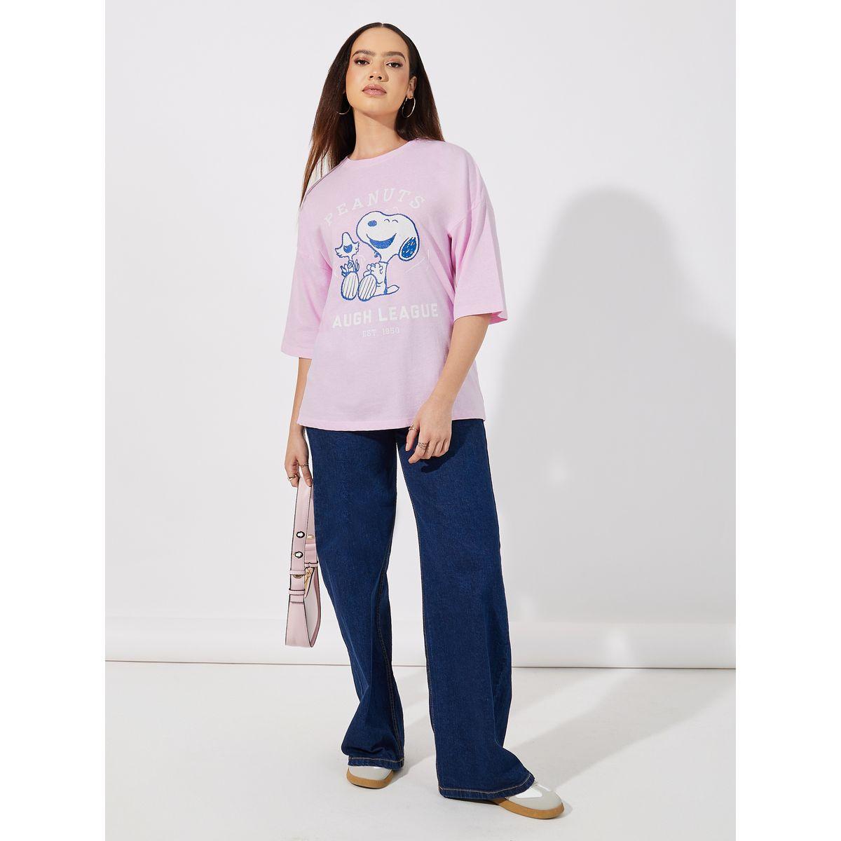 Styli Peanuts Laugh League Oversized T-Shirt with Dropped Shoulder-women-clothing-tshirts-image-2