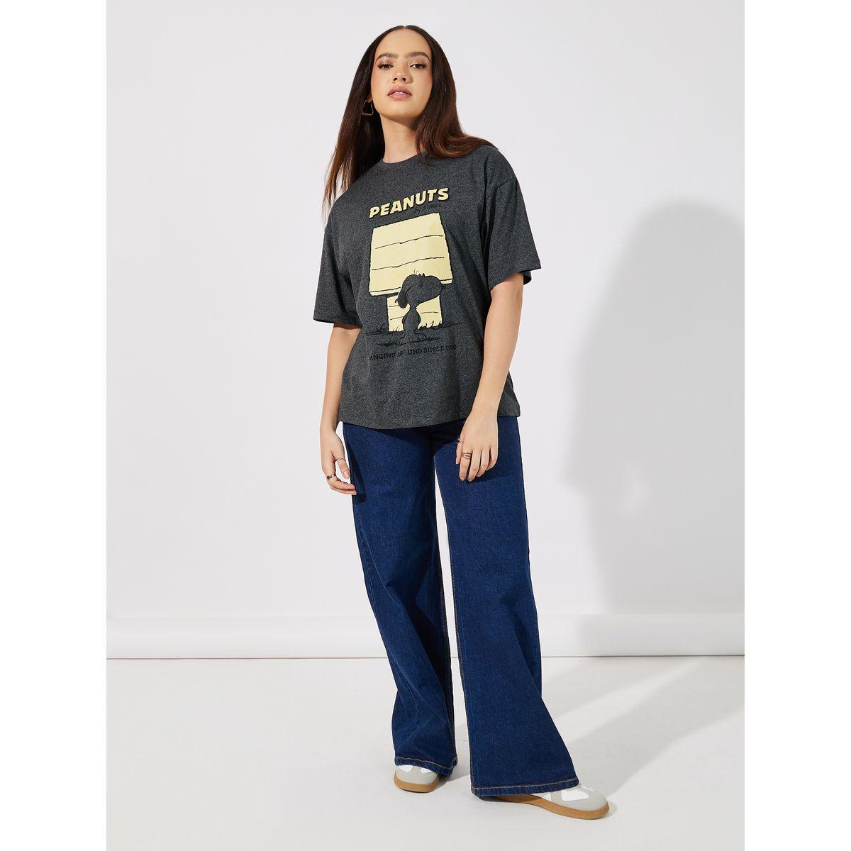 Styli Acid Wash Peanuts Graphic Oversized T-Shirt-women-clothing-tshirts-image-2