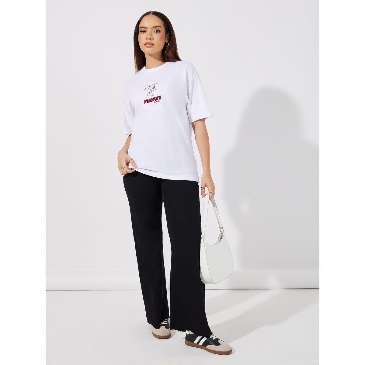 Styli Embroidered Peanuts Sketch Oversized T-Shirt-women-clothing-tshirts-image-2