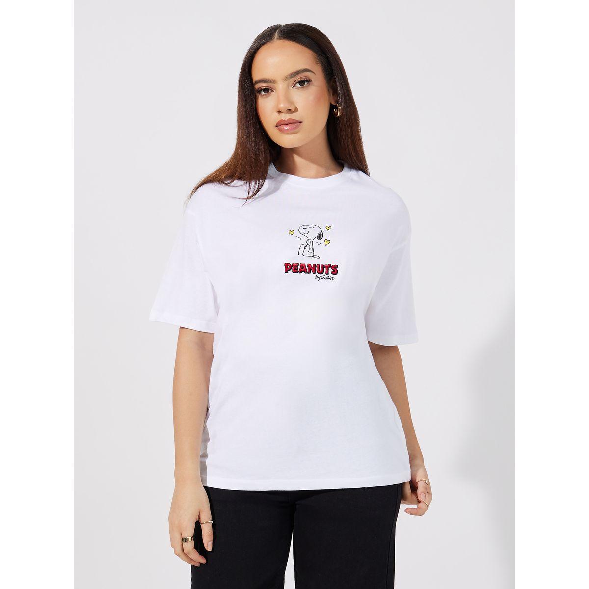 Styli Embroidered Peanuts Sketch Oversized T-Shirt-women-clothing-tshirts-image-3
