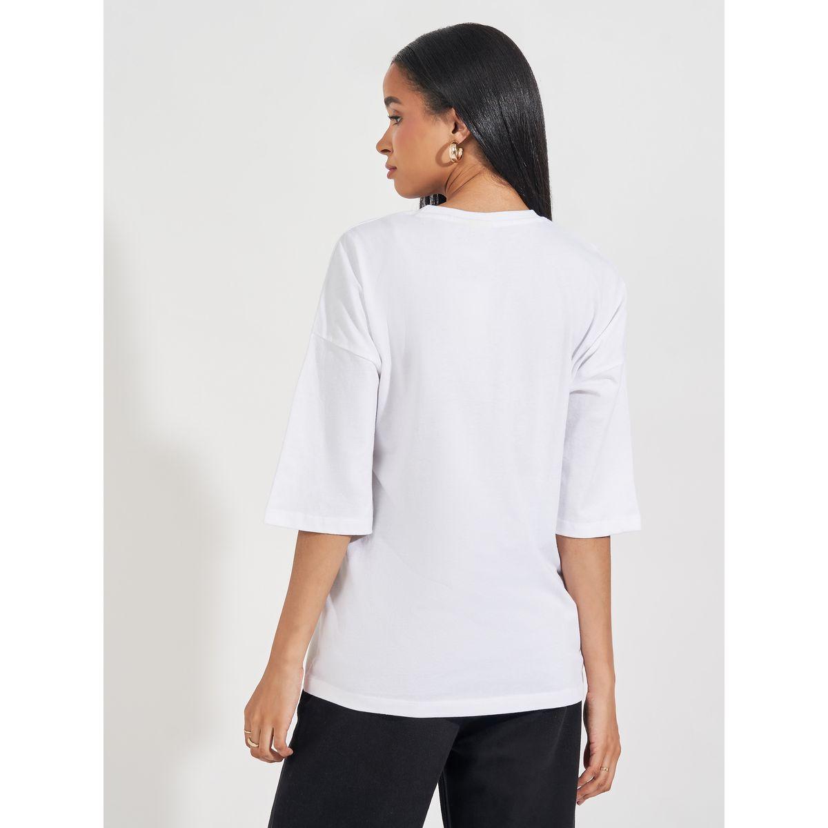 Styli Oversized Peanuts Fab Graphic T-Shirt with Dropped Shoulder-women-clothing-tshirts-image-5