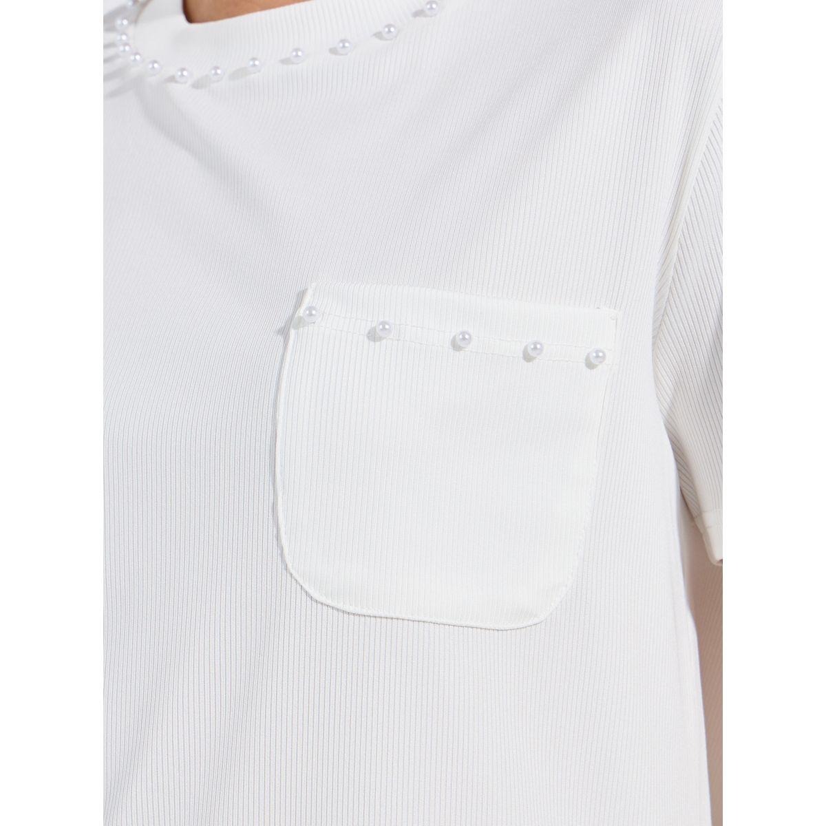 Styli Ribbed Embellished Pocket Round Neck T-Shirt-women-clothing-tshirts-image-4