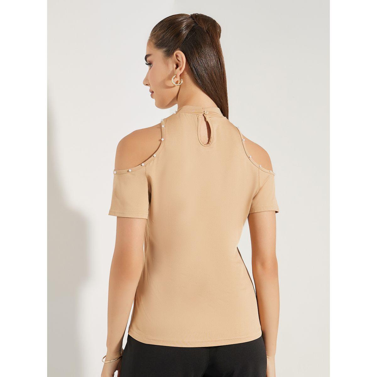 تيشيرت منمق باللؤلؤ مع اكتاف مكشوفة-women-clothing-tshirts-image-4
