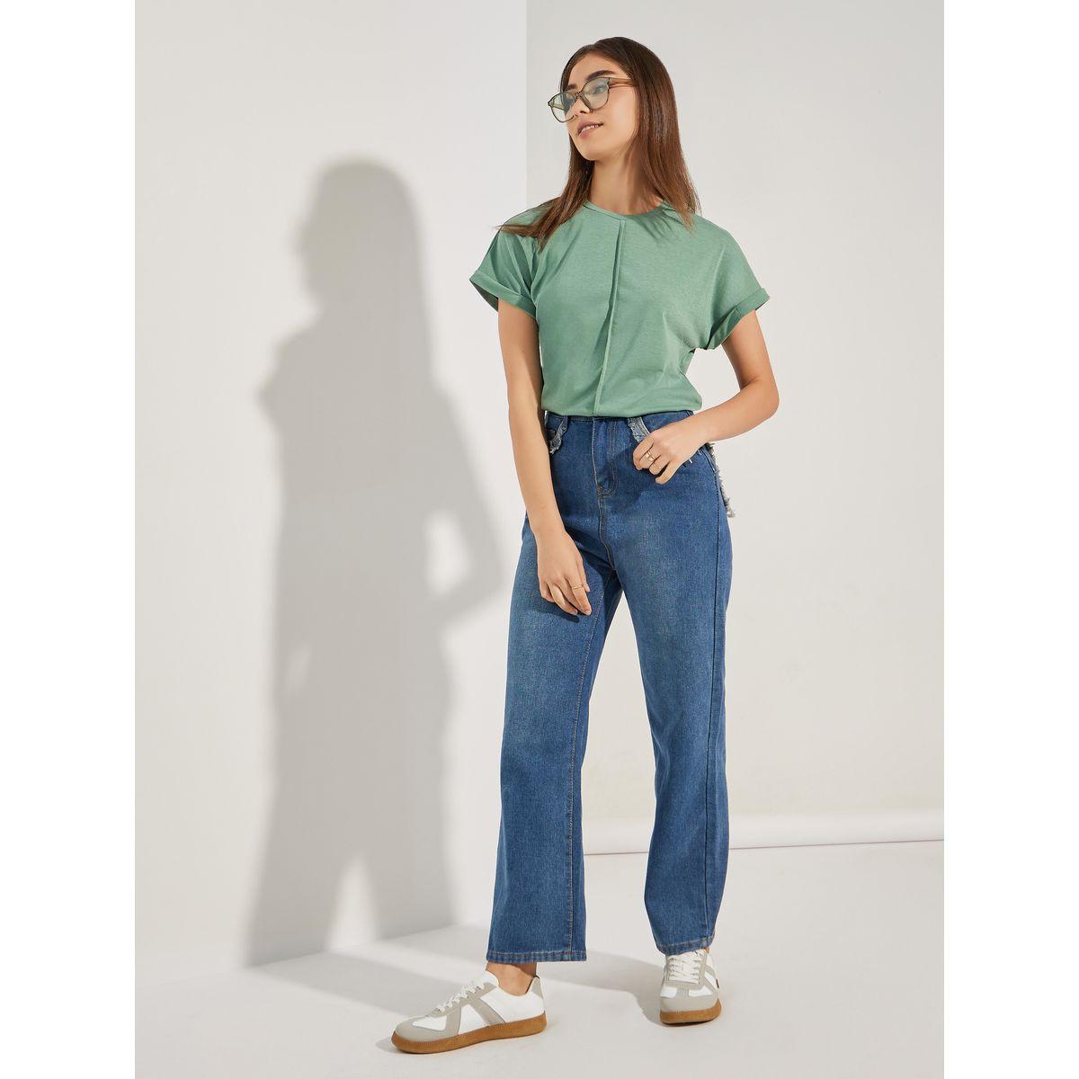 Styli Regular Fit Piping Detail Cap Sleeves T-Shirt-women-clothing-tshirts-image-2