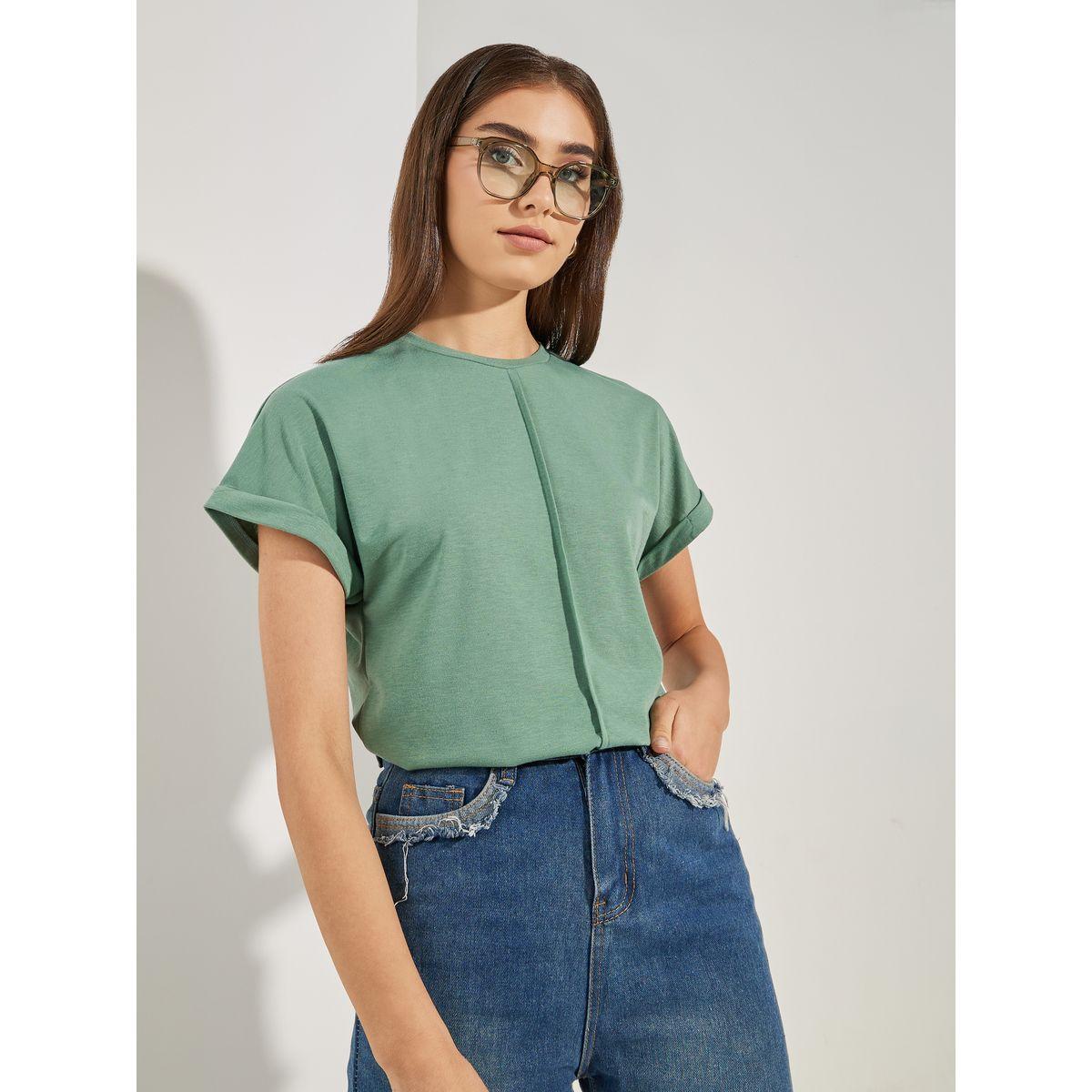تيشيرت بقصة عادية واكمام كاب-women-clothing-tshirts-image-3