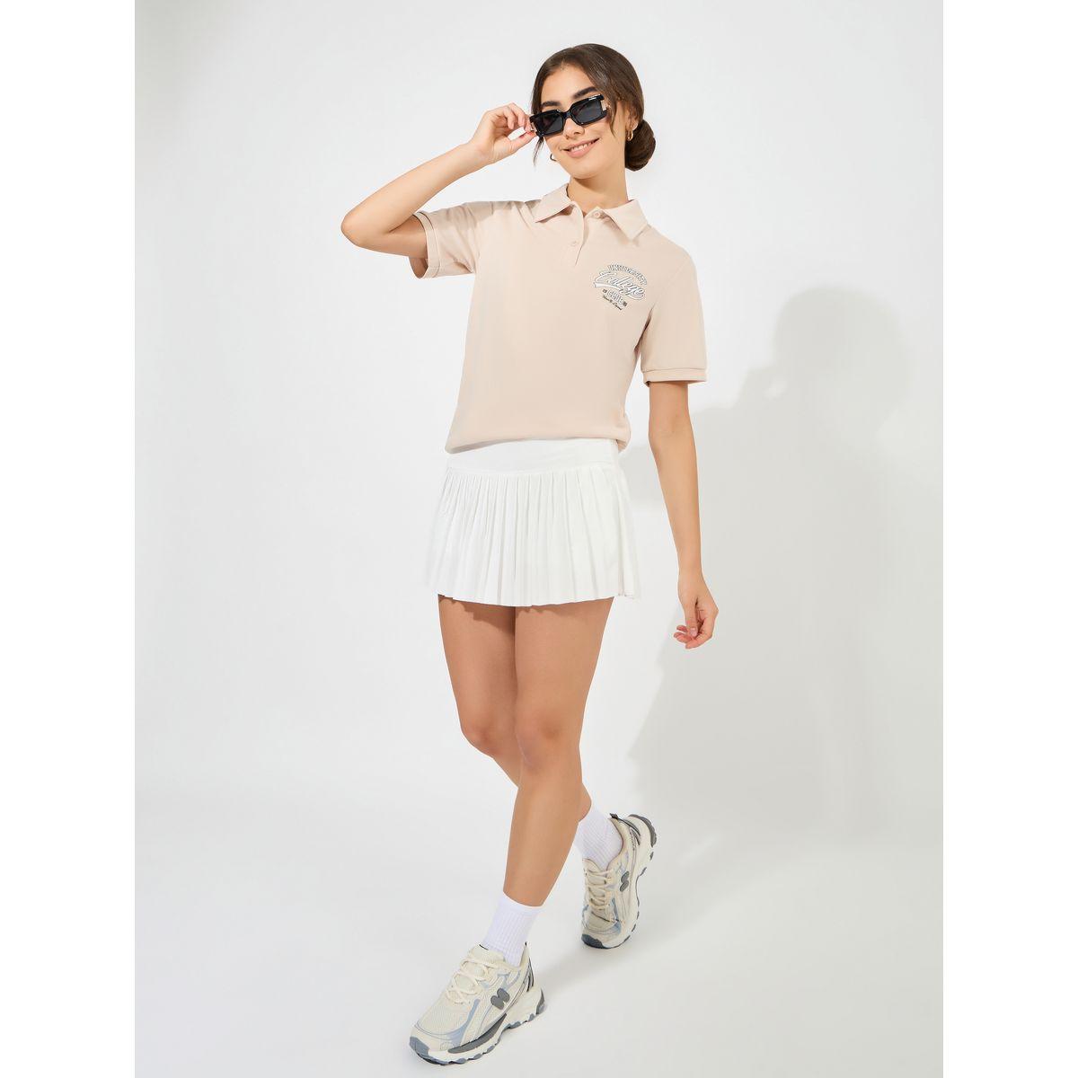 Styli Regular Fit Varsity Print Polo T-Shirt with Half Placket-women-clothing-tshirts-image-2