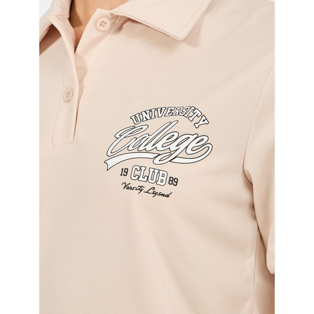 Styli Regular Fit Varsity Print Polo T-Shirt with Half Placket-women-clothing-tshirts-image-4