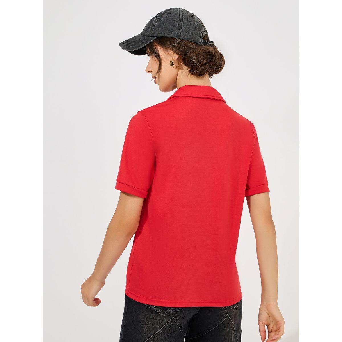 Styli Regular Fit Varsity Print Polo T-Shirt with Half Placket-women-clothing-tshirts-image-5