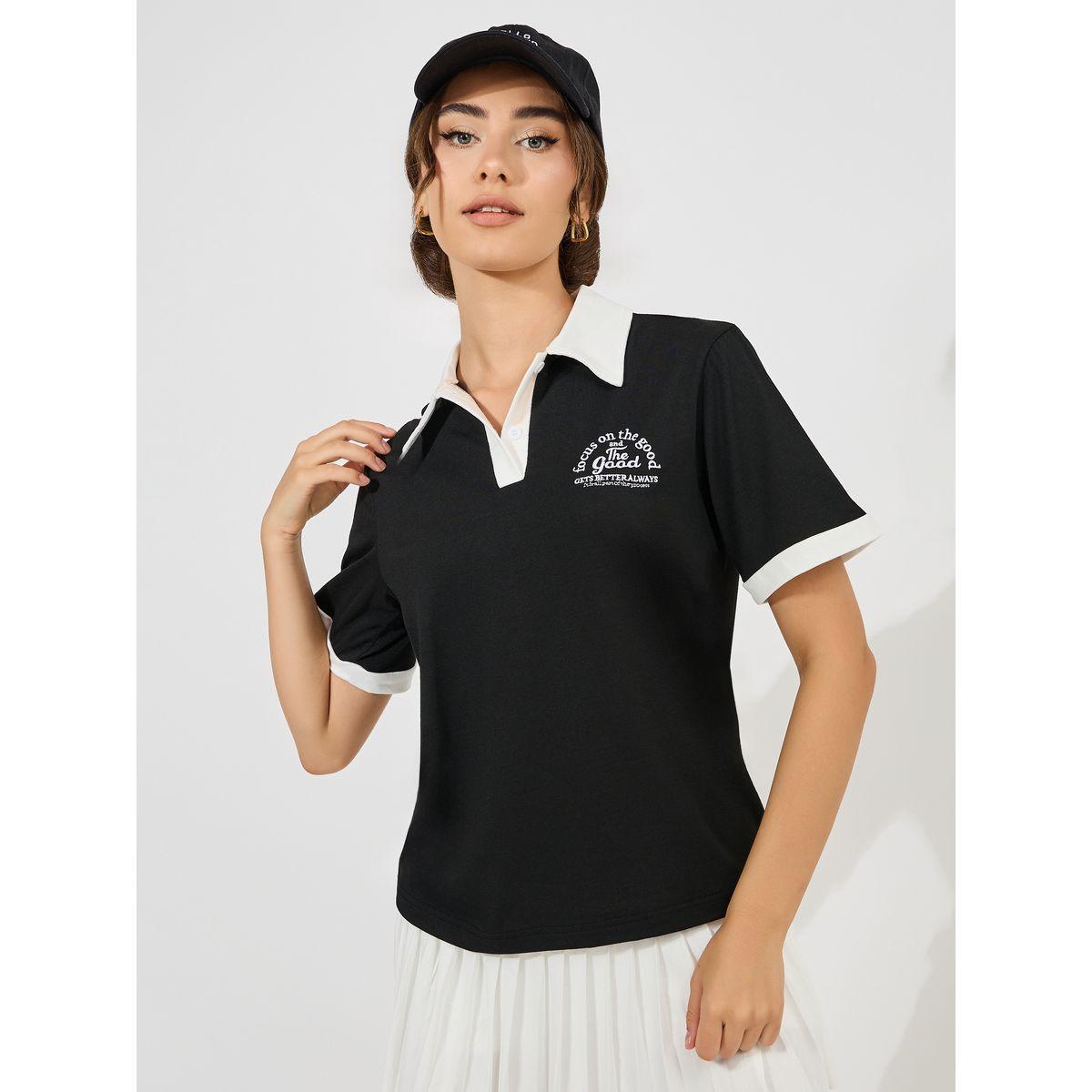 Styli Regular Fit Focus On The Good Embroidered Polo T-Shirt-women-clothing-tshirts-image-2