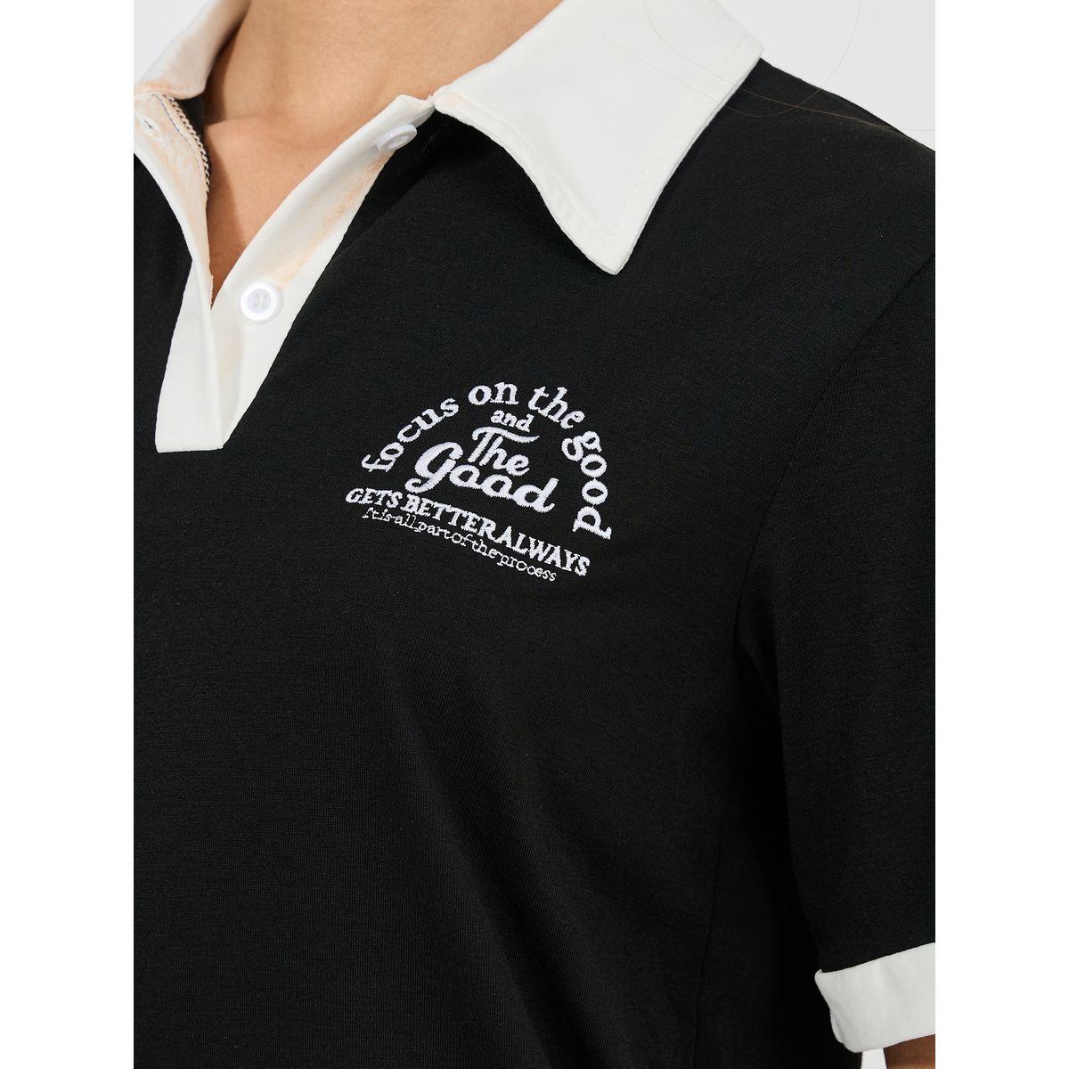 Styli Regular Fit Focus On The Good Embroidered Polo T-Shirt-women-clothing-tshirts-image-4