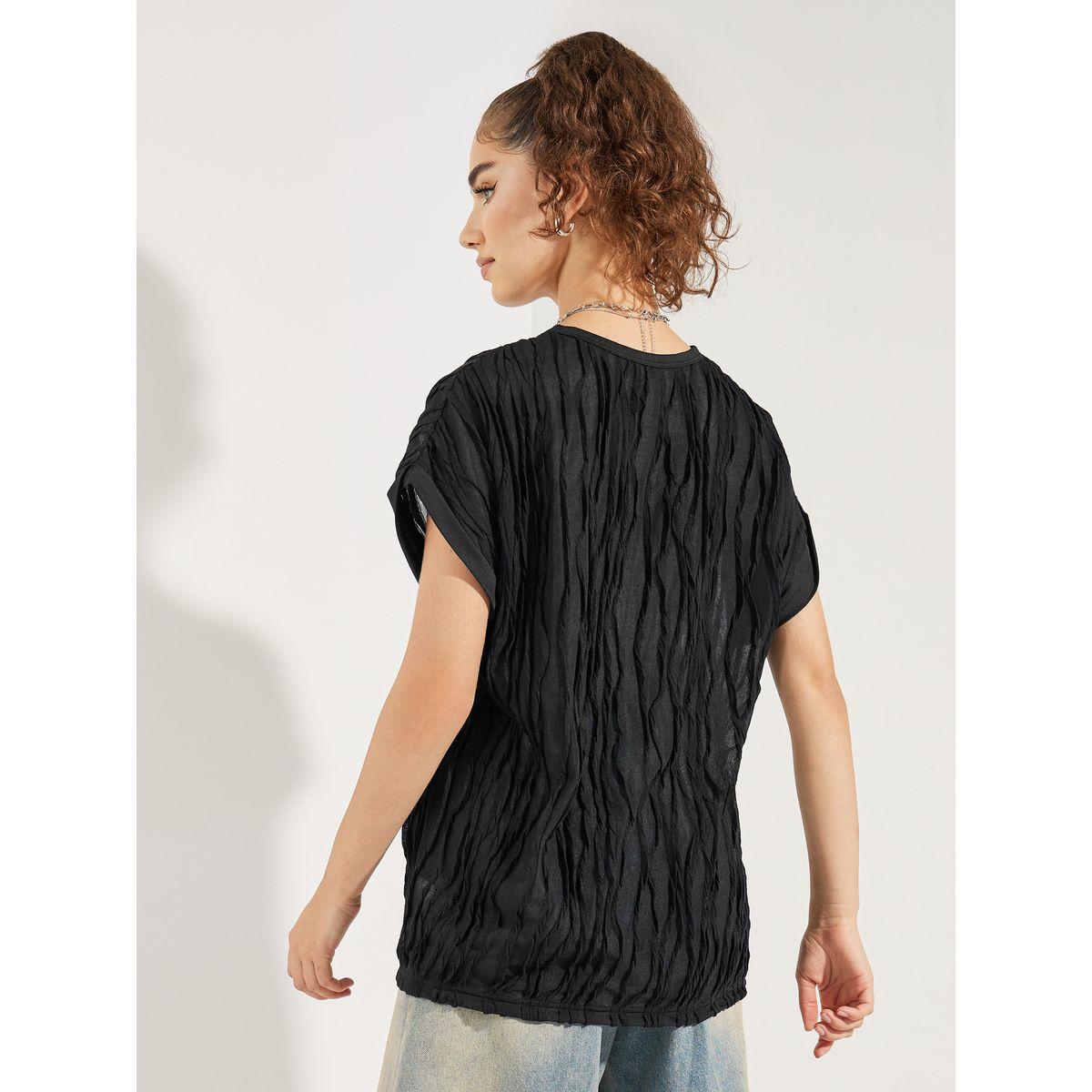 Styli Oversized Textured Round Neck T-Shirt-women-clothing-tshirts-image-4