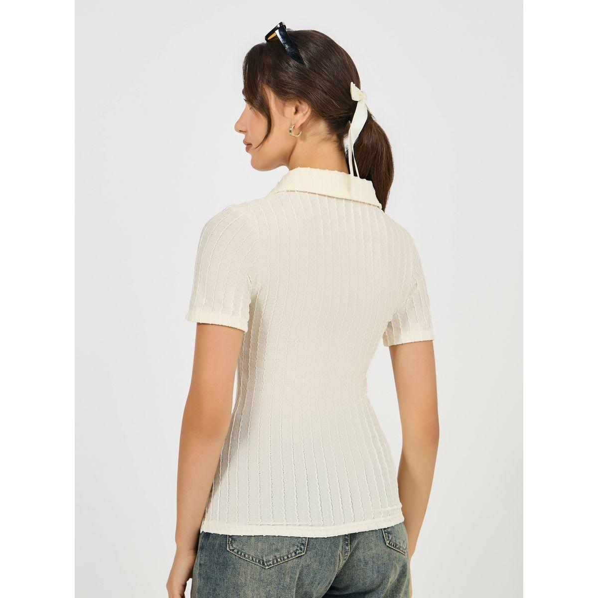 Styli Collar Textured Fitted Polo T-Shirt-women-clothing-tshirts-image-5