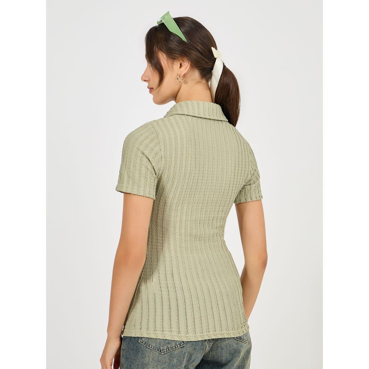 Styli Collar Textured Fitted Polo T-Shirt-women-clothing-tshirts-image-5