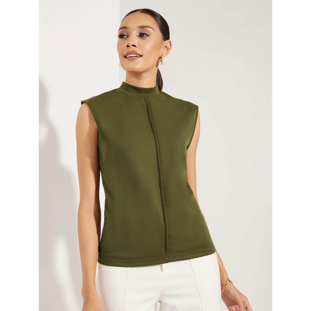 Styli Solid Sleeveless High Neck T-Shirt-women-clothing-tshirts-image-1