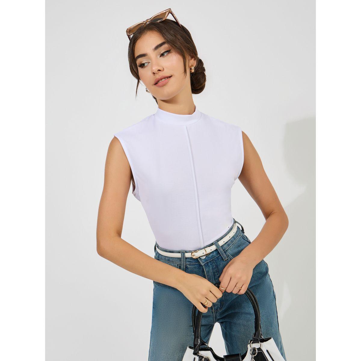 تيشيرت سادة بلا اكمام مع ياقة عالية-women-clothing-tshirts-image-1